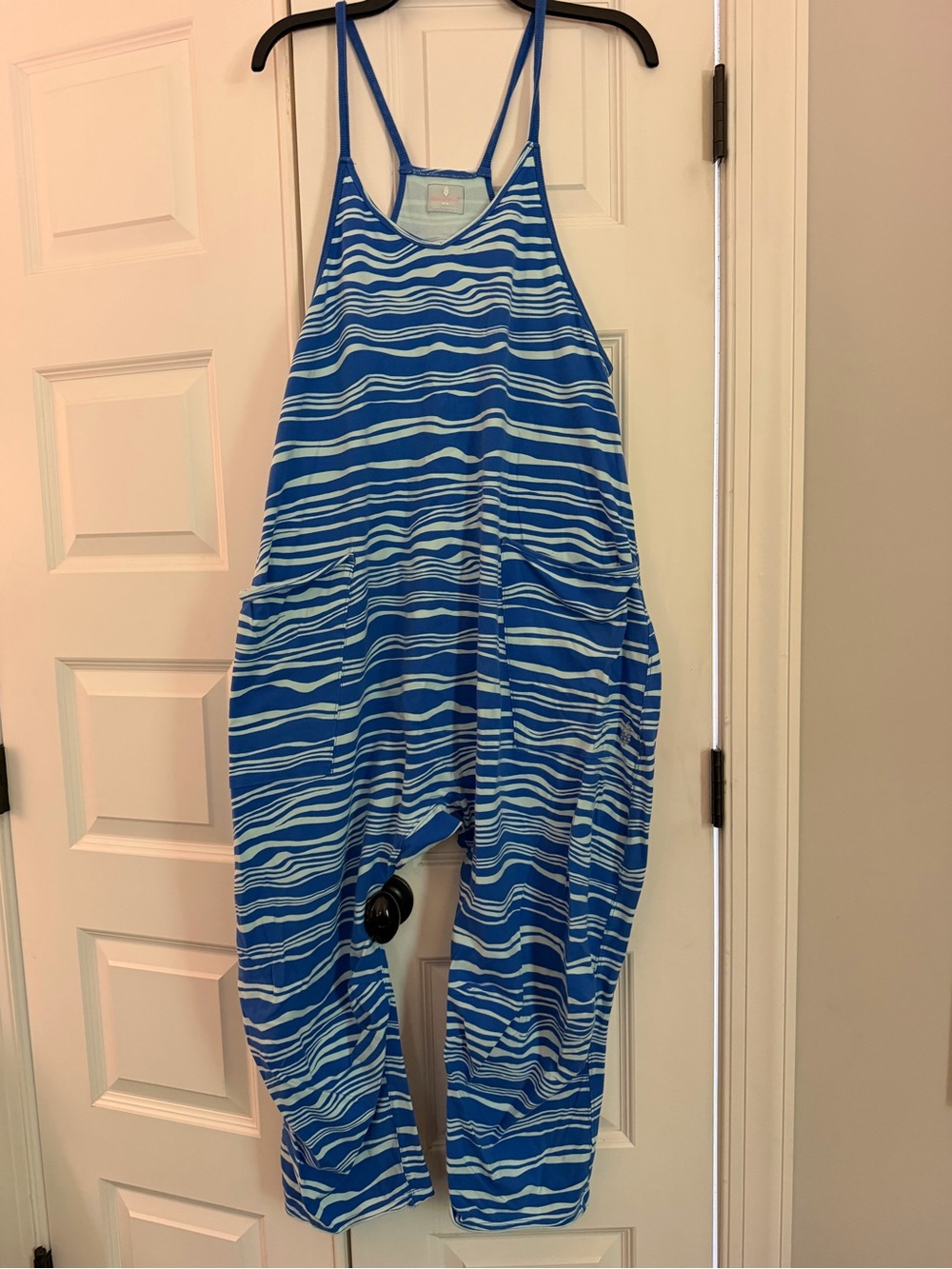 FP Movement by Free People Blue & White Striped Sleeveless Jumpsuit